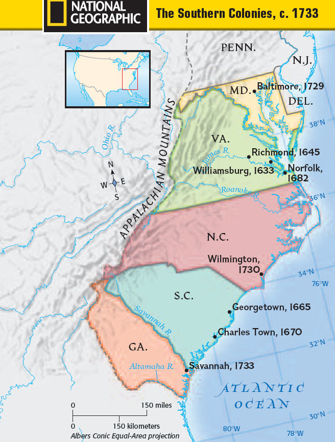 middle colonies map labeled